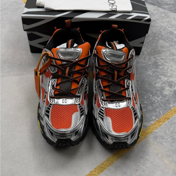 Off-White Other - Off-White Orange and Silver Trail Runner Sneakers